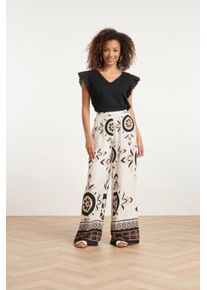 Smashed Lemon 24056 lang flowy broek met ornamentprint |