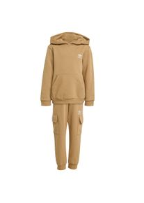 adidas originals Pojkar Träningsoverall 'Hoodie Cargo Set' ljusbrun / vit Storlek 122