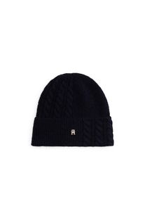 Tommy Hilfiger , Beanie »TH ELEVATED CHIC FLUFFY«, flauschig, mit Wolle, ca. 25x21 cm , Space Blue