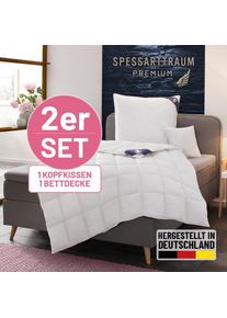 Spessarttraum , Gänsedaunenbettdecke + Kopfkissen »Premium******«, (Spar-Set), Sparset: 4 Wärmeklassen, 135x200 cm & 155x220 cm , weiß