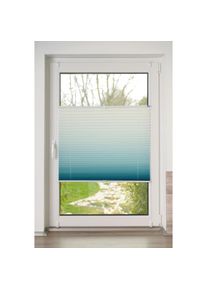 K-HOME , Plissee »Farbverlauf Sunrise« Lichtschutz ohne Bohren verspannt , petrol + white , Obermaterial: 100% Polyester , 130 cm