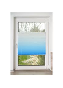 K-HOME , Plissee »Farbverlauf Sunrise« Lichtschutz ohne Bohren verspannt , hellblau + white , Obermaterial: 100% Polyester , 130 cm