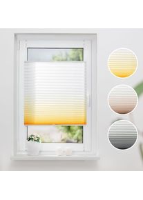 K-home , Plissee »Farbverlauf Sunrise« Lichtschutz ohne Bohren verspannt , gelb + white , Obermaterial: 100% Polyester , 130 cm