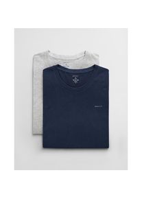 Gant , Kurzarmshirt »C-NECK T-SHIRT 2-PACK«, Mit Rundhalsausschnitt , LIGHT GREY MEL/NAVY , S , S , Klassisches T-Shirt von Gant