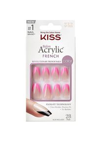 KISS, Nagelstyling + Kunstnägel, Adhesive nails Salon Acrylic French Color - Squared 28 pcs (Kunstnägel, Light Pink, Coffin Shape, Medium Size)