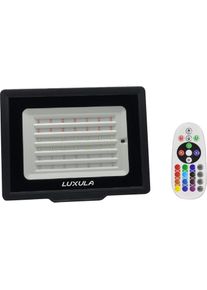 Luxula, Gartenbeleuchtung, RGB LED-Fluter LX400184, 100W, IP65, schwarz, mit Fernbedienung (IP65)