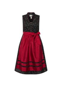 Ulla Popken, Damen, Kleider, Dirndl, Blüten, Schmuckknöpfe, V-Ausschnitt, ärmellos, Schwarz, (50)