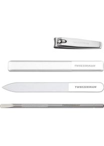 Tweezerman, Nagelpflegegerät, Studio Collection Glass Manicure Set 4-Piece Nail Care Set Silver White 4207-R