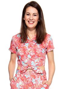 Queen Kerosin Tropical, blouse , color: Rose/Light Blue , size: XXL