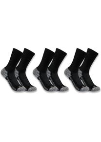 Carhartt Force Crew, calcetines paquete de 3 , color: Negro , tamaño: L