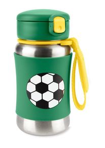 SKIP HOP Spark Style Fľaša so slamkou na vodu nerez Futbal 12m+