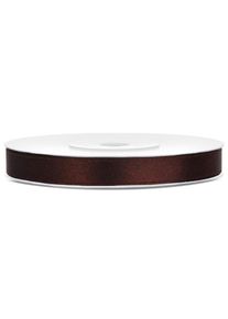 partydeco Ruban cadeau satin 25m marron 6mm large