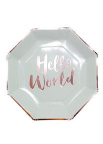Ginger Ray 8 Assiette en papier Welcome world 25cm
