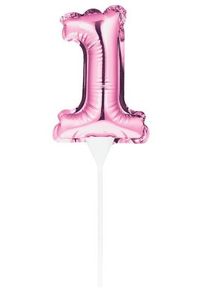 Décoration de gâteau ballon numéro 1 rose 13cm