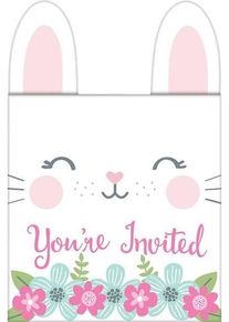 8 bunny invitation cards with envelopes
