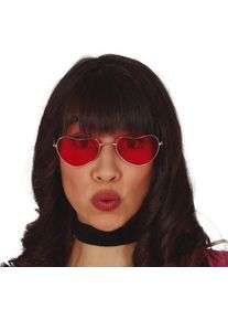 Lunettes coeur hippie rouge