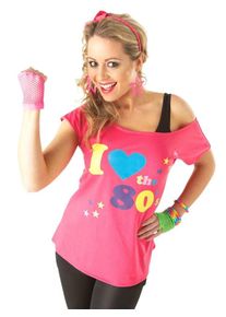 Amscan 80s ladies shirt pink