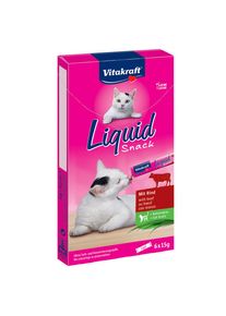 6x15g Friandises liquides Vitakraft, bœuf & inuline pour chat