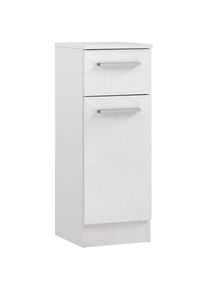 Saphir , Unterschrank »Quickset 335 Badschrank, 1 Tür, 1 Schublade, 30 cm breit«, Badezimmer-Unterschrank, Weiß Glanz, Griffe in Chrom Glanz , Weiß