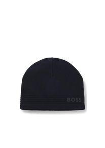 BOSS Green , Beanie »Afleece Beanie X«, mit gummiertem Logo , Dark Blue 402