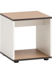 Welltime , Sitzwürfel »Katta, Breite 40 cm«, Staufach im Korpus, Sitzfläche im Akustikprint , mattweiß/Akustikprint