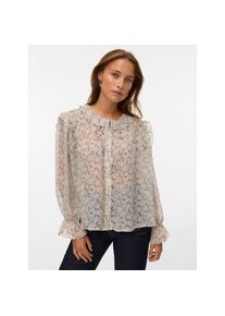 V&eacute;ro Moda Vero Moda, Damen, R&uuml;schenbluse &raquo;VMPETRA LS SHIRT WVN GA NOOS&laquo;, Oatmeal AOP:TALLY, L, Oatmeal AOP:TALLY, Bluse von Vero Moda