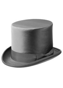 Hoher Biedermeier Seidenzylinder grau-silber