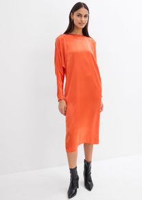 bonprix Femei Rochie midi cu mâneci liliac, din satin fluid, roşu, 38