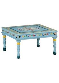 vidaXL Mesa de centro madera maciza de mango turquesa pintada a mano