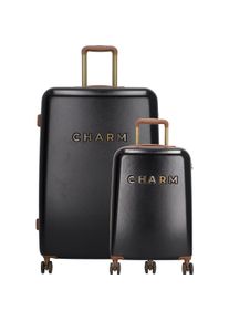 Charm, Koffer, London Schönes Reisegepäck Set - 2 -Stück - TSA Slot - Schwarz, Schwarz, (95 l)