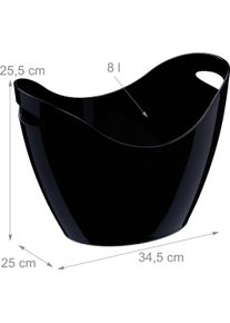 Relaxdays Eiseimer 8l schwarz, Flaschenkühler, Schwarz