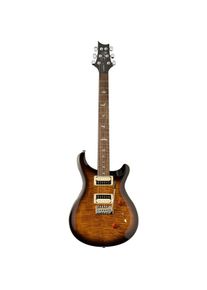 PRS SE Custom 24 - Black Gold Burst (E-Gitarre, Mahogany Boden und Zargen, Carved Maple mit Flame Maple Veneer Decke), Gitarre, Schwarz