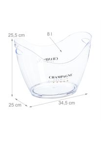 Relaxdays Eiseimer 8l transparent, Flaschenkühler, Transparent