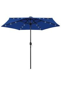 vidaXL Sombrilla de jardín luces LED palo de aluminio azul 270 cm