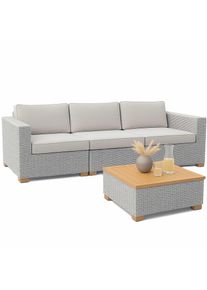 Garland Polyrattan Premium Lounge-Set Havanna 4-tlg Weiß/Grau