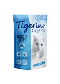 Litière Tigerino Crystals Colourful Sensitive, sans parfum.- bleu : 5 L