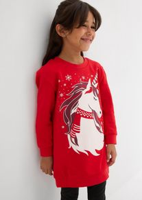 Sweatshirtkjole i 100% bomull, rød, størrelse 164/170, bonprix