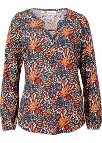 Shirt-Tunika bedruckt Langarm, orange, Größe 40/42 (M), 100% Baumwolle, bonprix
