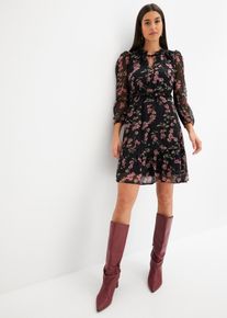 Chiffonkleid, schwarz, Größe 36, bonprix