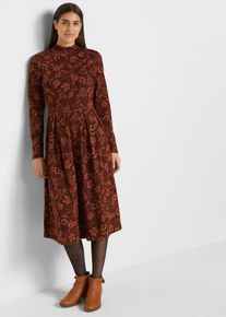 Jerseykleid mir Druck langarm, braun, Größe 48/50 (XL), mit Baumwolle, bonprix