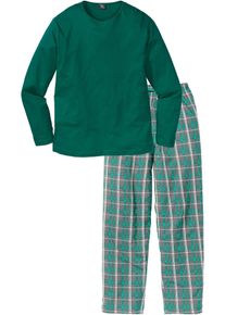 Pyjama aus reiner Baumwolle und mit langen Ärmeln, grün, Größe 56/58 (XL), mit Baumwolle, bonprix