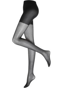 Strumpfhose 30den mit gepunktetem Netzmuster, schwarz, Gr&ouml;&szlig;e 36/38 (S), bonprix
