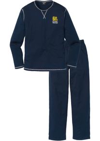 Pyjama aus reiner Baumwolle mit langen Ärmeln., blau, Größe 48/50 (M), 100% Baumwolle, bonprix