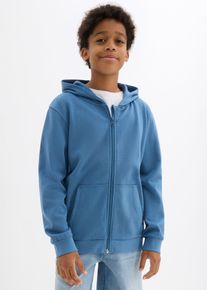Kapuzen-Sweatjacke aus weichem Baumwoll-Mix, blau, Gr&ouml;&szlig;e 152/158, mit Baumwolle, bonprix