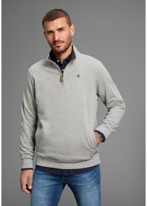 DELMAO Sweatshirt met henley-kraag en zijzakken - nieuwe collectie heren sweaters maat S (44/46) grijs