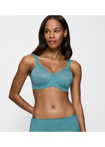 Triumph Minimizer-bh Essential Minimizer Glinsterend jacquardpatroon, met beugel, kleine satijnen strik dames minimizer bh's maat 70F blauw