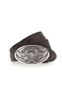 Mustang Koppelriem Grote ovale sluiting met gestileerde adelaar, 4 cm heren riemen maat 95 bruin