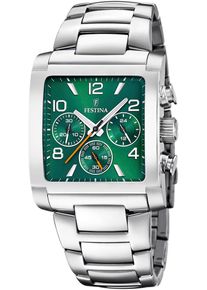 Festina Chronograaf On The Square Horloge, quartzhorloge, herenhorloge, stopwatchfunctie, stalen armband heren horloges zilver(kleur)