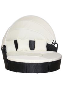 Outsunny 6-Seater Rattan Garden Furniture Cushioned Wicker Round Sofa Bed with Coffee Table Patio Conversation Furniture Set, Black | Aosom Ireland