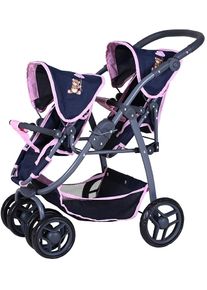 KNORRTOYS® Puppen-Zwillingsbuggy »Milo - Navy Pink Bear«